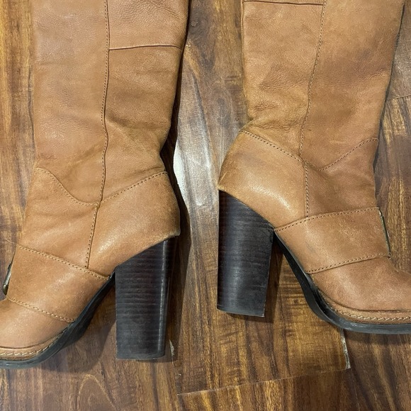Nine West Vintage America Vathrowdown High-Heeled Boots Leather Upper Brown 5.5 - Picture 5 of 9